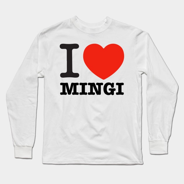 I love Ateez Mingi text typography heart | Morcaworks Long Sleeve T-Shirt by Oricca